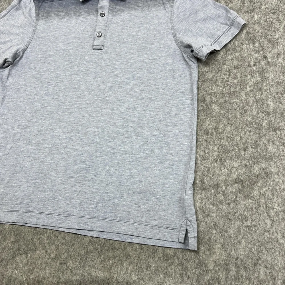 Banana Republic Polo Shirt Mens Large Gray Fitted Pima Ombre Short Sleeve Cotton